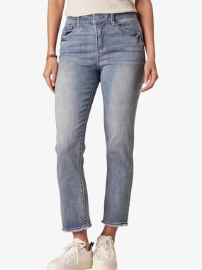 Democracy “Ab”Technology High Rise Cropped Slim Straight Jeans 8 Raw Hem Ankle